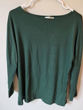 Forest Green Long Sleeve Boatneck Top